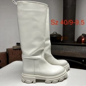 White Gia Borghini Couture x Pernille Teisbaek 40 Knee High Leather